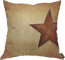 Rustic Star Pillow Cover, Vintage Farmhouse Cushion Case, Country Western Home Decor, Barn Star Throw Pillow 40X40CM beige