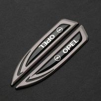 For Opel Corsa2pcs Opel 3D metal Car Fender Tail logo side marker sticker side badge Creative decoration rear trunk emblem Accessories gray