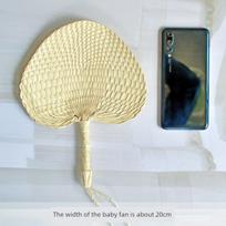 Summer Palm Leaf Fan, Traditional Handmade Straw Fan, Bamboo Fan, Small and Large Palm Leaf Banana Fan 19CM beige