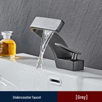 Auksinis krioklio žalvarinis praustuvo maišytuvas – Prabangus vienos skylės praustuvas (as the picture,With Inlet Hose) gray