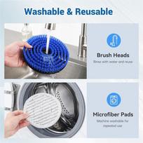 AT19-For Shark Steam And Scrub Mop S7000, S7001, S7201, S8001, S8201 Series 2 Brush Heads +2 Microfiber Absorbent Pads blue