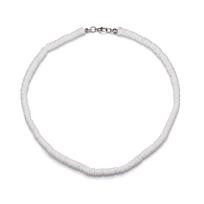 Boho Shell Necklaces, Puka Shell Necklace for Men Women Seashell Choker Necklace Smooth Shell Chip Summer Beach Necklace white