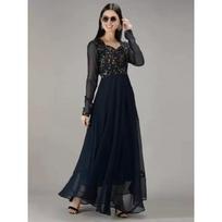 Dizainerio Siuvinėta Džoržeto Kurta Moterims Šventinei Aprangai Anarkali Tunika Suknelė Kurti VF-1900984 S-36 black