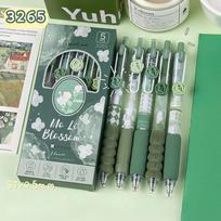 National Style Flower Series Soft-hold Black Pen Press Gel Pen Set, Quick-drying, Stress-relieving, High Appearance Level Practice Pen, Exam Pen gray