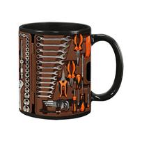 Mechaniko įrankių dėžės puodelis, 11oz keraminis Mechaniko įrankių dėžės kavos puodelis gimtadieniui, Padėkos dienai, metinėms, įrankių dėžės arbatos puodelis, juokinga dovana vyrui One Size black