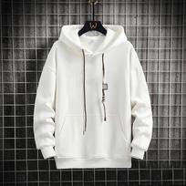 Men's Oversized Hoodie with Contrast Drawstrings - Casual Pullover with Front Kangaroo Pocket and Drop Shoulder Design M balta