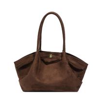 2026 Women Suede Tote Bag with Inner Pocket Underarm Bag Large Capacity Solid Color Satchel Bags for Work Travel Purses Handbags 30cm 12cm 21cm chaki
