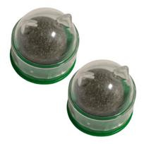 2Pcs Catnip Cat Lick Balls Rotating Catnip Ball Cat Toy Safe Healthy Kitten Chew Toy with Adhesive for Wall or Floor Cats Licking Chewing Play žalia