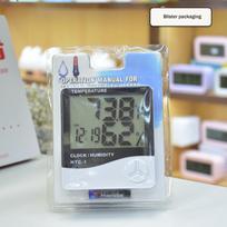 LCD skaitmeninis temperatūros ir drėgmės matuoklis HTC-1 namų patalpų lauko higrometras termometras orų stotis su laikrodžiu gray