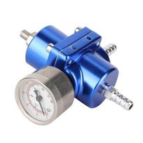 Aliuminio lydinio universalus FPR degalų slėgio reguliatorius su žarna ir manometru 0–140 psi, reguliuojamas mėlyna