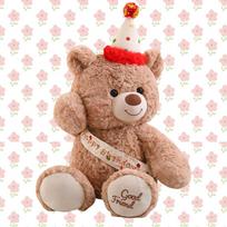 Bunny Teddy Bear Dalmatian Dog Plush Toy Happy Birthday Hat Stuffed Doll  for Girlfriend Valentine's Day Gift for Child Birthday 70cm balta
