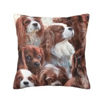 Cavalier King Charles Spaniel Pet Portraits Art Modern Throw Pillow Cover Home Decor Dog Cushion 30x30cm 12x12in gray