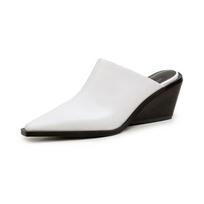 2025 new bag head half drag women's small square head wedge heel high heel sandals fashion wear thick heel lazy muller shoes 35 balta