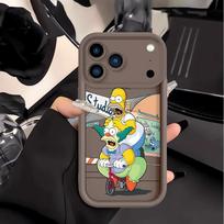 Telefono dėklas Apple iPhone 17 Pro Max 16e 13 Mini 11 12 16 XR 14 Plus XS Air 15 The Simpsons Homer Bart iPhone 15 Pro Max gray