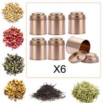 6 metaliniai arbatos indai, 240 ml apvalūs virtuviniai kavos indai, stilingi ir tvirti organizatoriai Rose Gold_Canisters beige