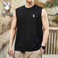 PLAYBOY Men's Ice Feel Sleeveless T-Shirt L juoda
