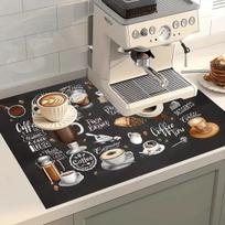 Coffee Mats,Non-Slip Rubber Backing,Super Absorbent Kitchen Countertop Dish Mat for Coffee Machine,Dinnerware,Stylish Print Pad (as the picture,30x40 CM) gray