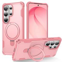 Yingcai Gears MagSafe Holder Shockproof Phone Case For Samsung Galaxy S26 Ultra 5G rožinė
