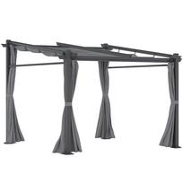 Pergola, Including Mounting Material, Retractable Roof, 2.,97 m x 2,95 m x 2,3 m, Dark Grey 297 x 295 x 230 cm tamsiai pilka spalva