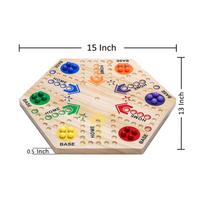 Original Marble Board Game Wooden Double Sided Fast Track Board Game with 24 Marbles for 6 Players Family Friends and Party