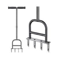 Effective Metal Soil Aerator Excellent For Loosening Hardened Earth In Small To Medium Yards gray