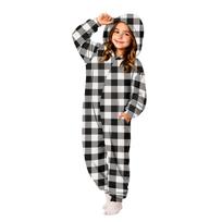 Kids Striped Printed Flannel Loungewear Set for Sleep and Home Comfort 150 black