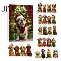 Dog Advent Calendar Calendar, 2D Acrylic Breeds Ornaments, 24-Days Christmas Party Favors for Enthusiasts Countdown with 24 Puppy Charms Home Holiday D