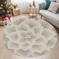 Grindų kilimėliai Lotus 2D formos apvalus kilimas, gėlėtas reljefinis neslystantis grindų kilimėlis, kambario svetainės dekoras kilimas kavos staliukams 80cmx80cm