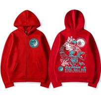 Anime Jojo Bizarre Adventure Zipper Hoodies Steel Ball Run Diego Brando Manga Zip Up Sweatshirts Men'S Fashion Casual Pullovers S raudona