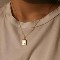 book locket necklace (2colors) 18k gold filled brown