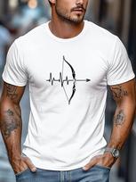 Bow Arrow Heartbeat Print Mens Crew Neck Short Sleeve Tee Soft Summer For Archery Lover Men Dai S gray