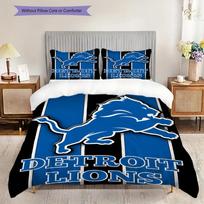 Detroit Lions Pattern Bedding Quilt Set Quilt Cover Pillowcase Home Decoration Birthday Gift (1 * duvet cover + 2 * pillowcase, without core) 135x200cm blue