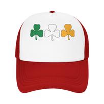 Irish Flag Shamrock Trucker Hat Breathable Mesh Baseball Cap St Patricks Day Casual Adjustable Sports Cap One Size white