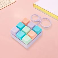 9 Keys Keyboard Fidget Toy Keychain Stress Relief Finger Button Game Antistress Keycap Pendant Gift for Kids Adults white
