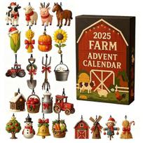 2025 Farm Advent Calendar 24 Days Christmas Countdown with 2D Acrylic Farm Animal Barn Ornaments Xmas Tree Hanging Decoration Set Holiday Gift for ruda