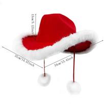 Christmas Plush Western Cowboy Hat Christmas Cowboy Hat Christmas Party Jazz Hat Costume Santa Claus Adult Unisex Cowboy Hat other raudona