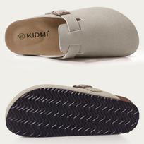 Litfun Suede Women's Clogs with Adjustable Strap Cork Footbed Leather Mules with Arch Support Unisex Outdoor Clogs Potato Shoes 36 gray