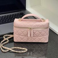 Mini caviar cowhide box bag women's leather chain crossbody small bag lunch box bag gray