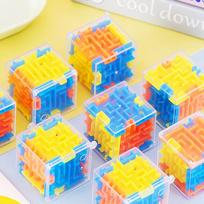 Mini 3D Maze Magic Cube Six-sided Transparent Puzzle Speed Cube Rolling Ball Cubes Maze Toys For Stress Reliever Toys blue