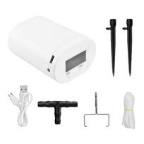 Automatic Drip Irrigation Device Adjustable Timer Waterers  Potted Plants 2head sprinkle water white