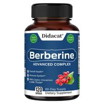 Berberin HCl Complex Capsules, Ceylon Cinnamon & Milk Thistl Blend, 120 Capsules,  Dietary Supplement 120 Capsules