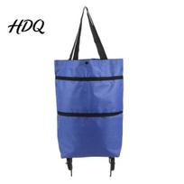 Outdoor Picnic Utility Tote Foldable Shopping Bag with Wheels Heavy-Duty Waterproof Oxford Cloth Grocery Cart Space Saving Organizer Reusable Roller C black
