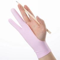 2 Finger Three Layer Anti-Touch Drawing Gloves Breathable Palm Rejection Sketch Painting Glove for Digital Tablet Artist A pink white