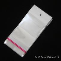 100 vnt. užspaudžiamų plastikinių skaidrių mažų pakavimo maišelių papuošalams 5*10.5cm
