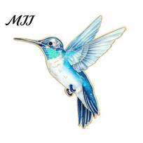 Nature Jewelry Hummingbird Badge Hard Enamel Rubber Backing Pin Colorful Accessory Jackets Backpacks Hats Lapel Brooch Bird Watcher mėlyna