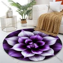 Įvairių dydžių Violetinis gradientas Žiedlapių raštas Spausdintas Apvalus kilimas Svetainė Miegamasis Stalas Kėdė Sofa Dekoratyvinis kilimas Diameter -60cm gray