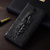 For XIAOMI POCO M8 M8Pro Pro 5G Flip Case 3D Crocodile Head Magnetic Cover Cowhide Genuine Leather Card Pocket Wallet Cases For POCO M8 5G black