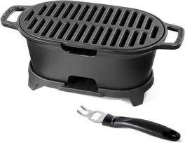 Cast iron bbq grill table Camping oven boiled tea stove Home Portable bbq grill plate outdoor Uncoated Barbecue charcoal grill black