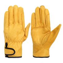 Cowhide Rock Climbing Sport Safety Protection Leatherette Glove Driving Grinding Welding Multipurpose Working Gloves 527NP M geltona