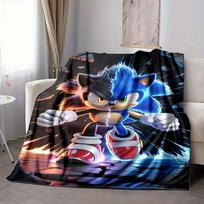 1 vnt. Sonic the Hedgehog flanelinis pledas - HD spausdintas, lengvas, minkštas, šiltas, visų sezonų pledas sofai, lovai, 80x120cm gray